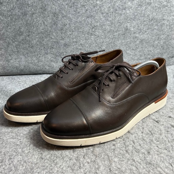 Allen Edmond Carson Slip On Brown Leather Cap Toe Hybrid Oxford Shoes Mens 12